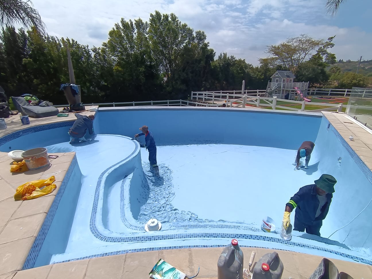 blue marbelite pool interior renovation